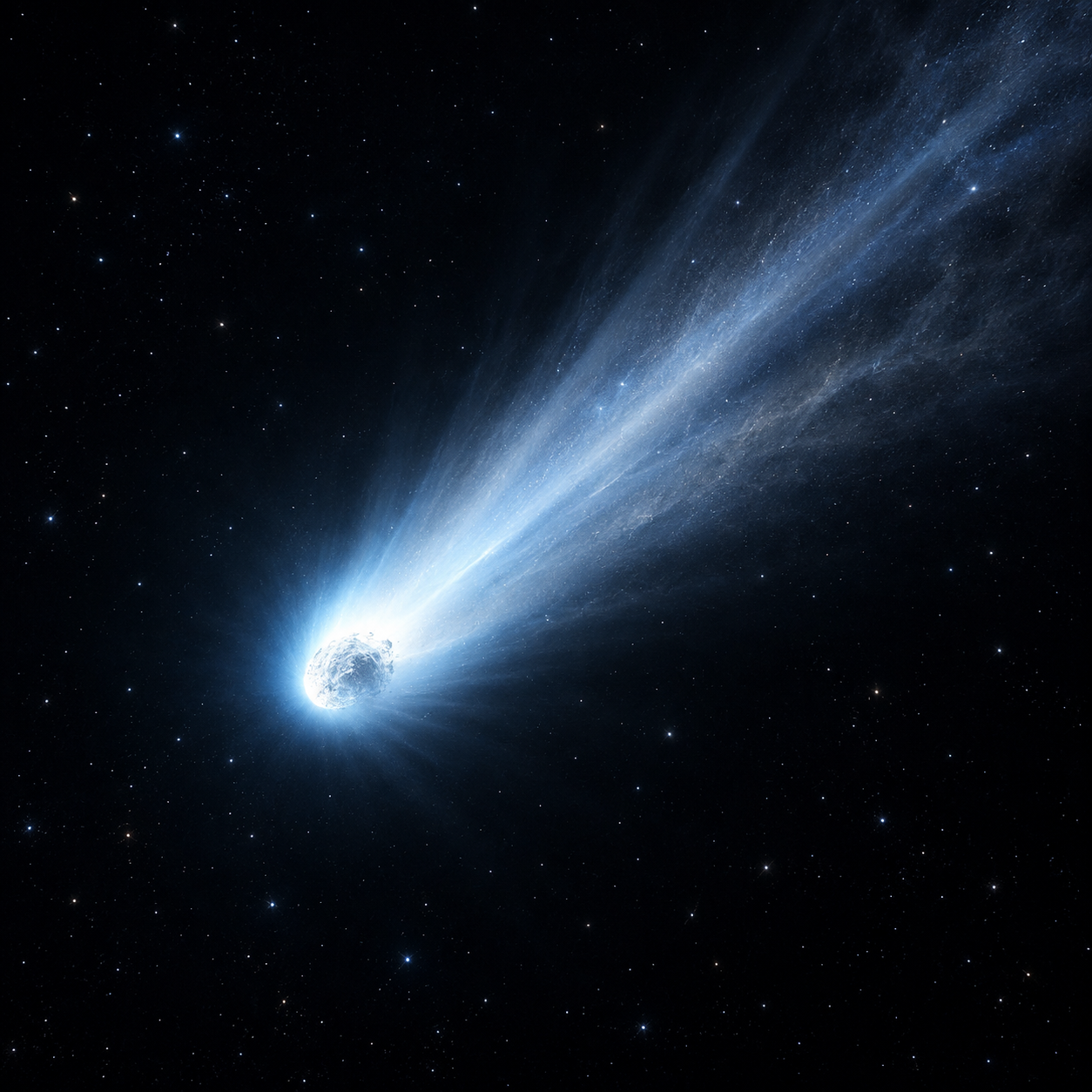 Illustrazione artistica di una cometa nello spazio per la mappa interattiva