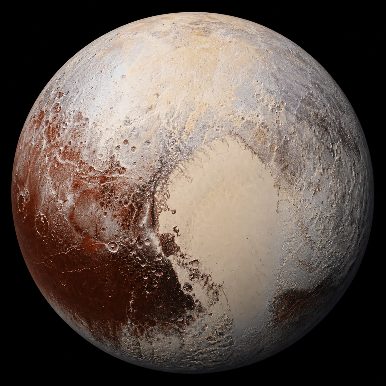 Illustrazione artistica completa di Plutone per la mappa interattiva