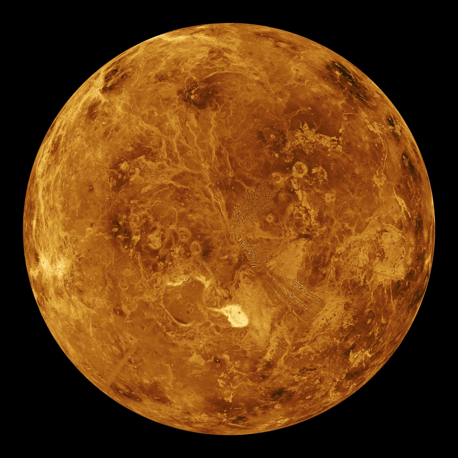 Mappa radar della superficie di Venere ottenuta dalla missione Magellan